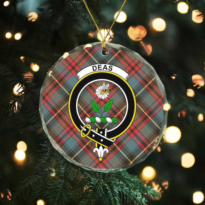 Deas Weathered Clan Badge Tartan Glass Ornament