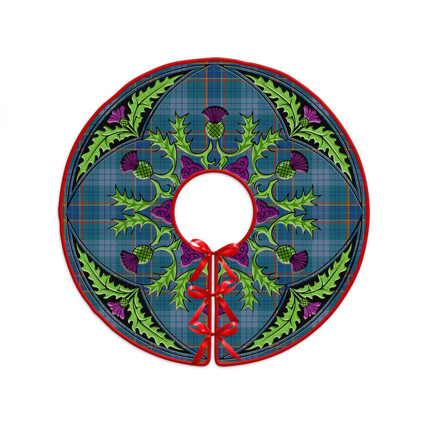 Dempster Ancient Clan Badge Tartan Christmas Tree Skirt Scottish Thistle Design