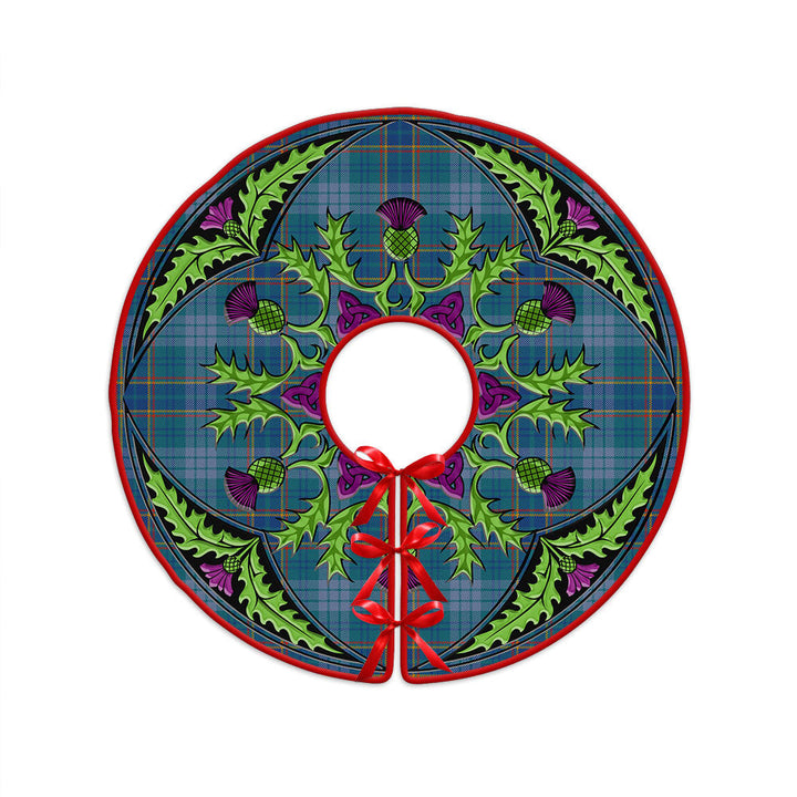 Dempster Ancient Clan Badge Tartan Christmas Tree Skirt Scottish Thistle Design
