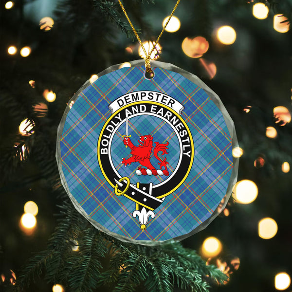 Dempster Ancient Clan Badge Tartan Glass Ornament