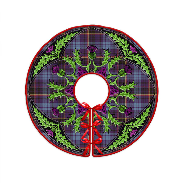 Dempster Weathered Clan Badge Tartan Christmas Tree Skirt Scottish Thistle Design