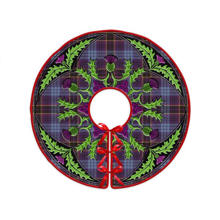 Dempster Weathered Clan Badge Tartan Christmas Tree Skirt Scottish Thistle Design