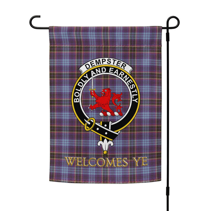 Dempster Weathered Clan Badge Tartan Garden Flag
