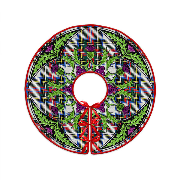 Dennistoun Clan Badge Tartan Christmas Tree Skirt Scottish Thistle Design