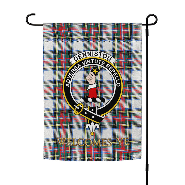 Dennistoun Clan Badge Tartan Garden Flag
