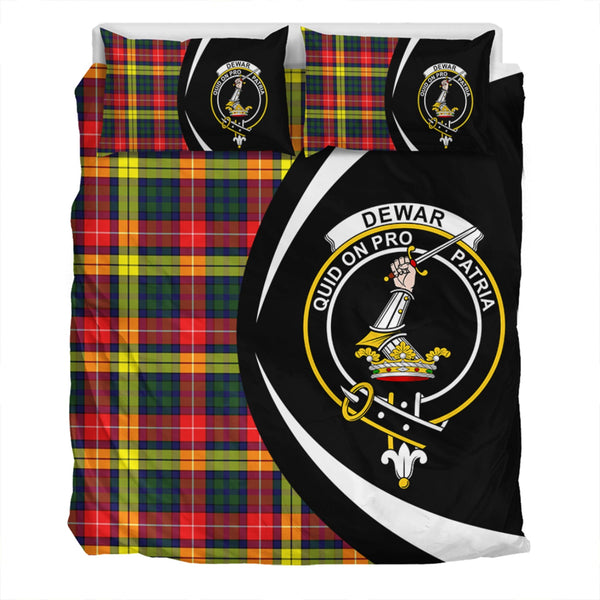 Dewar Clan Badge Tartan Bedding Set Circle Style