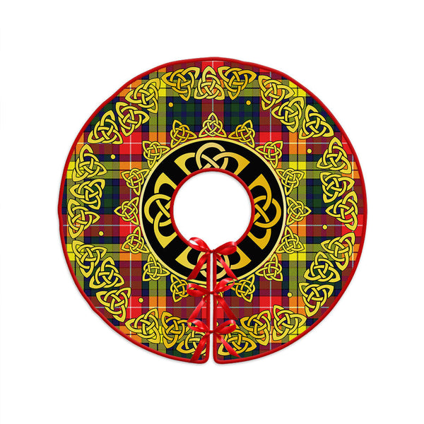 Dewar Clan Badge Tartan Christmas Tree Skirt Golden Celtic Heritage
