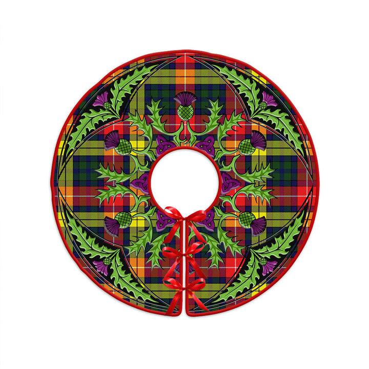 Dewar Clan Badge Tartan Christmas Tree Skirt Scottish Thistle Design
