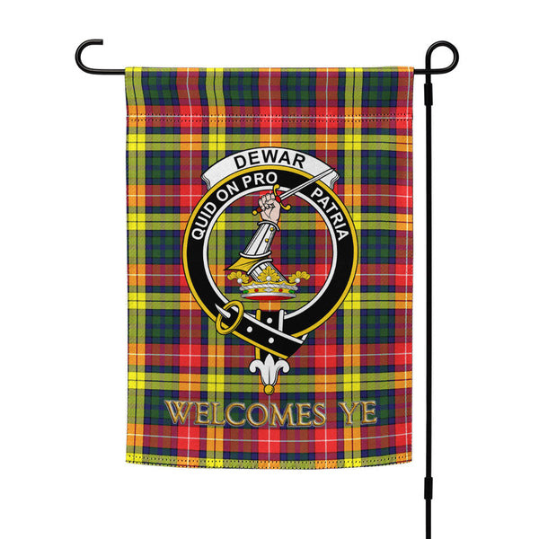 Dewar Clan Badge Tartan Garden Flag