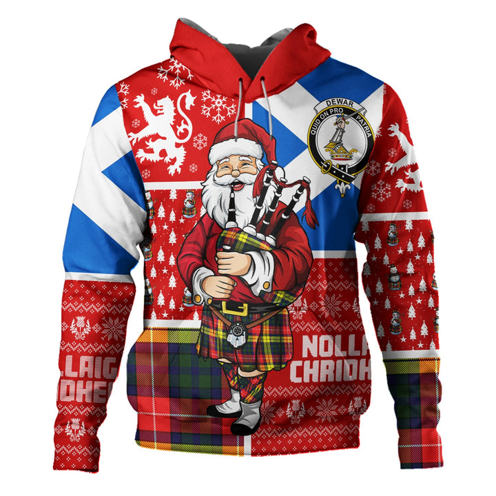 Dewar Clan Badge Tartan Hoodie Scotland Christmas Santa