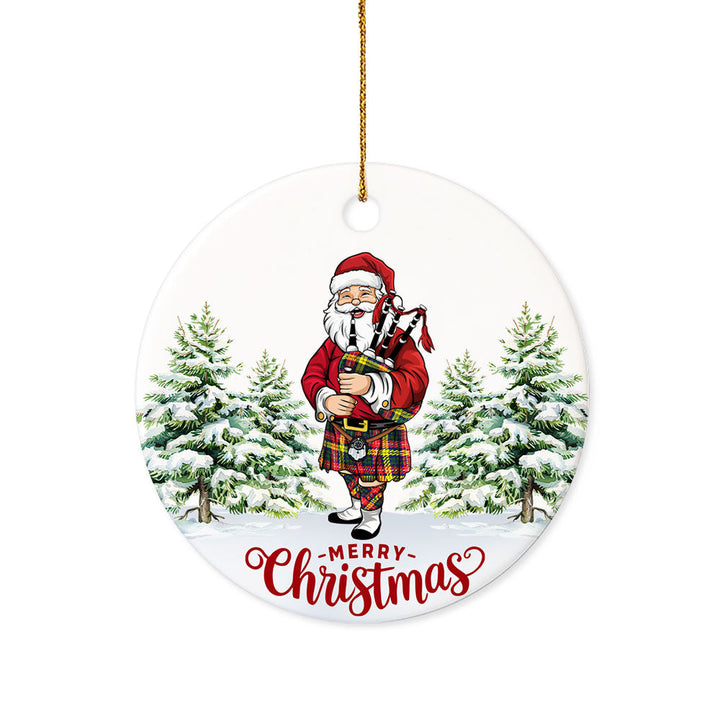 Dewar Tartan Ceramic Ornament Santa