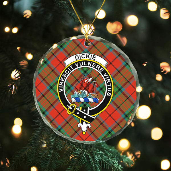 Dickie Ancient Clan Badge Tartan Glass Ornament