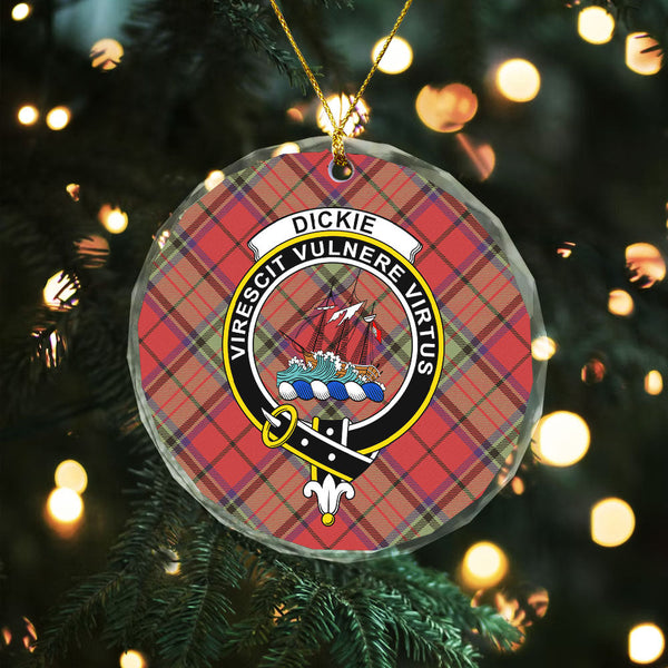 Dickie Weathered Clan Badge Tartan Glass Ornament