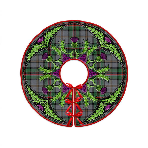 Dinwoodie Ancient Clan Badge Tartan Christmas Tree Skirt Scottish Thistle Design