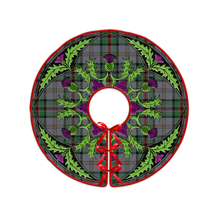 Dinwoodie Ancient Clan Badge Tartan Christmas Tree Skirt Scottish Thistle Design