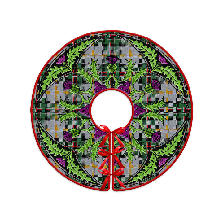 Dinwoodie Modern Clan Badge Tartan Christmas Tree Skirt Scottish Thistle Design