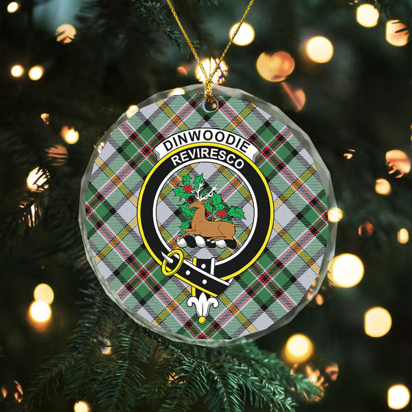 Dinwoodie Modern Clan Badge Tartan Glass Ornament