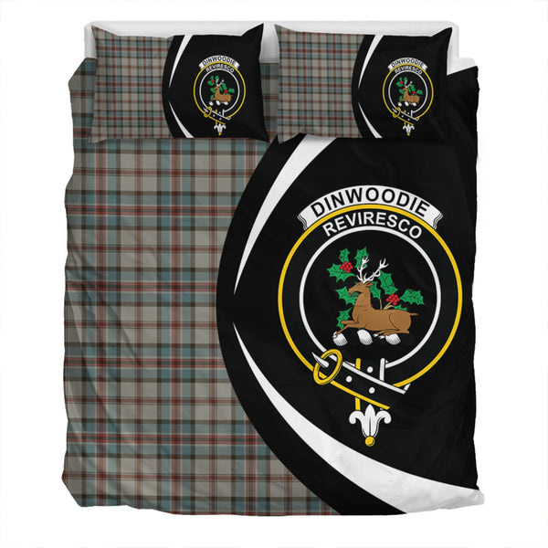 Dinwoodie Weathered Clan Badge Tartan Bedding Set Circle Style