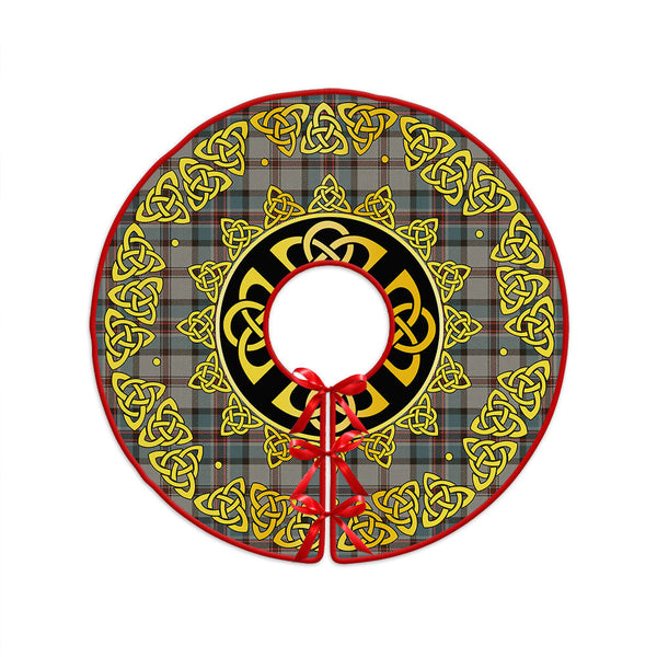 Dinwoodie Weathered Clan Badge Tartan Christmas Tree Skirt Golden Celtic Heritage