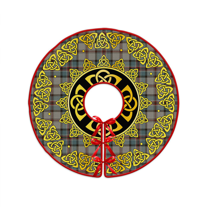 Dinwoodie Weathered Clan Badge Tartan Christmas Tree Skirt Golden Celtic Heritage