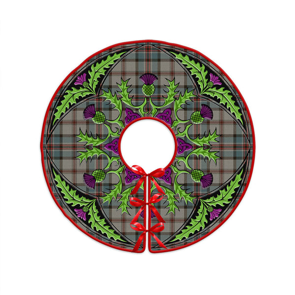 Dinwoodie Weathered Clan Badge Tartan Christmas Tree Skirt Scottish Thistle Design