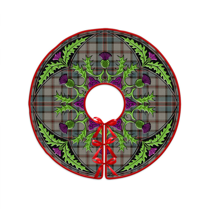 Dinwoodie Weathered Clan Badge Tartan Christmas Tree Skirt Scottish Thistle Design