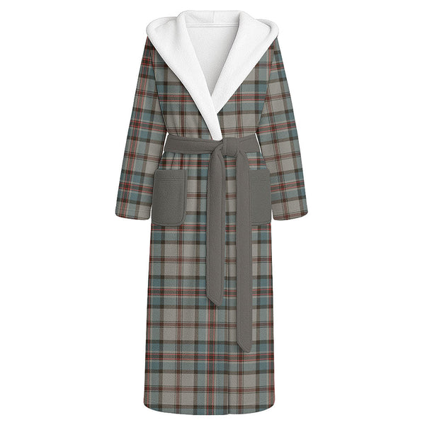 Dinwoodie Weathered Clan Badge Tartan Flannel Hooded Bathrobe