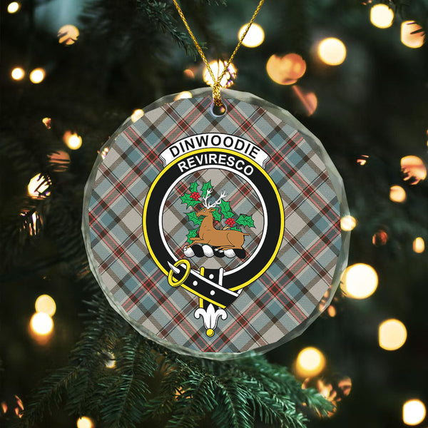 Dinwoodie Weathered Clan Badge Tartan Glass Ornament