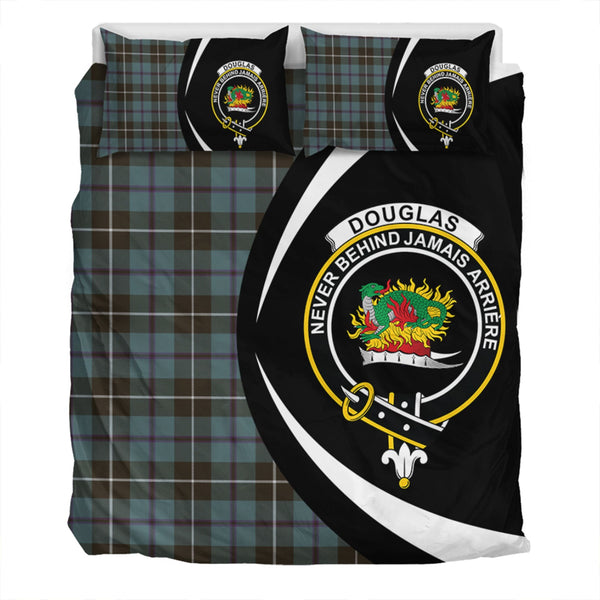 Douglas Weathered Clan Badge Tartan Bedding Set Circle Style