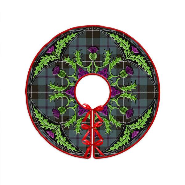Douglas Weathered Clan Badge Tartan Christmas Tree Skirt Scottish Thistle Design