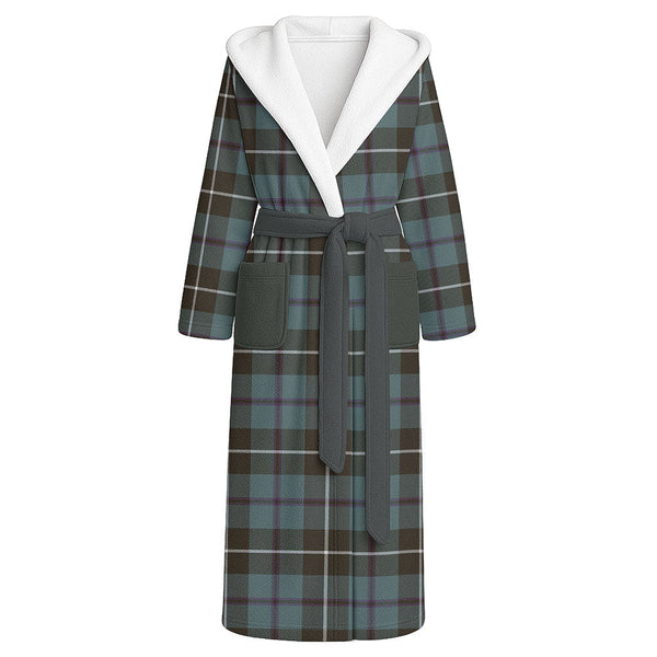Douglas Weathered Clan Badge Tartan Flannel Hooded Bathrobe