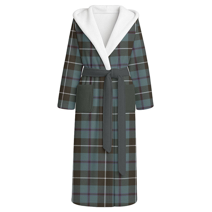 Douglas Weathered Clan Badge Tartan Flannel Hooded Bathrobe