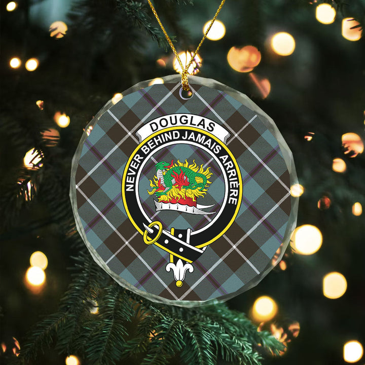 Douglas Weathered Clan Badge Tartan Glass Ornament