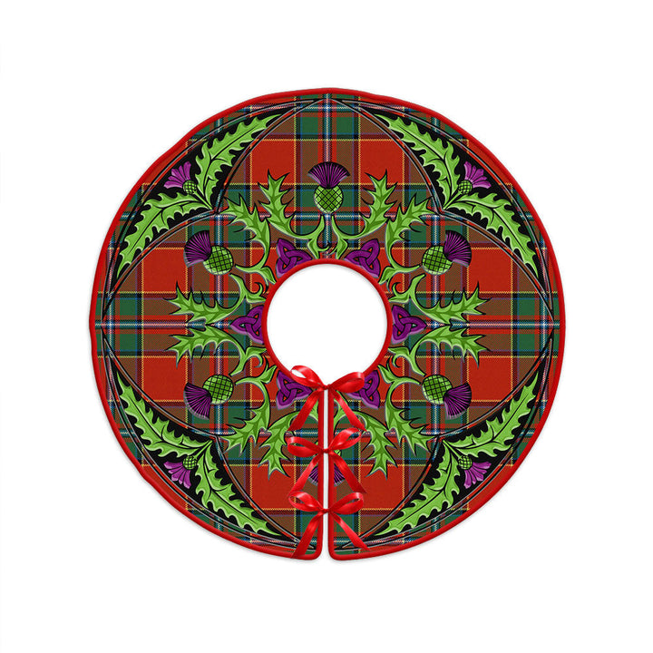 Drummond Ancient Clan Badge Tartan Christmas Tree Skirt Scottish Thistle Design
