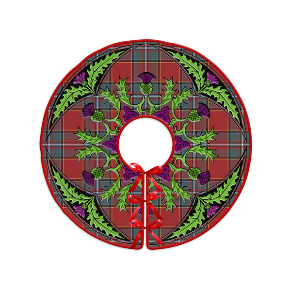 Drummond Weathered Clan Badge Tartan Christmas Tree Skirt Scottish Thistle Design