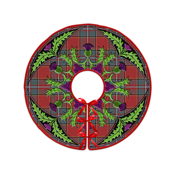 Drummond Weathered Clan Badge Tartan Christmas Tree Skirt Scottish Thistle Design