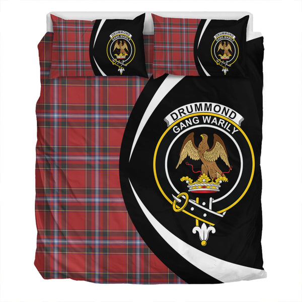 Drummond of Fingask Weathered Clan Badge Tartan Bedding Set Circle Style