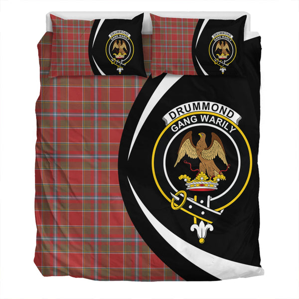 Drummond of Perth Weathered Clan Badge Tartan Bedding Set Circle Style