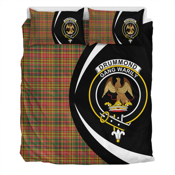 Drummond of Strathallan Clan Badge Tartan Bedding Set Circle Style