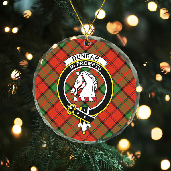 Dunbar Ancient Clan Badge Tartan Glass Ornament