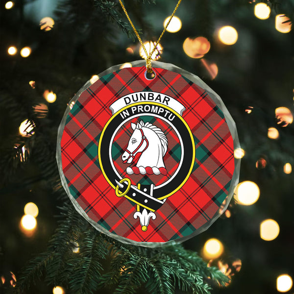 Dunbar Modern Clan Badge Tartan Glass Ornament
