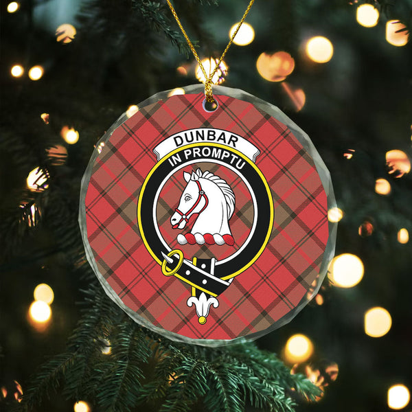 Dunbar Weathered Clan Badge Tartan Glass Ornament