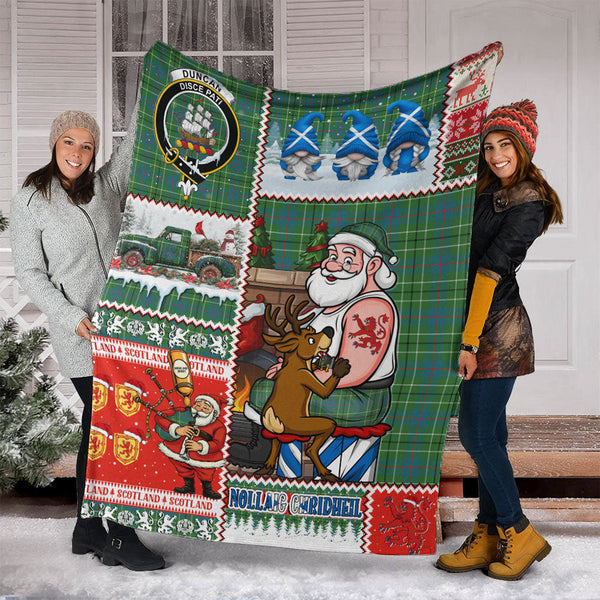 Duncan Ancient Clan Badge Tartan Blanket Scotland Santa Tattoo Christmas Comic Patchwork Style