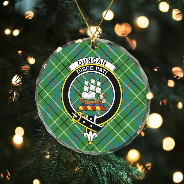 Duncan Ancient Clan Badge Tartan Glass Ornament