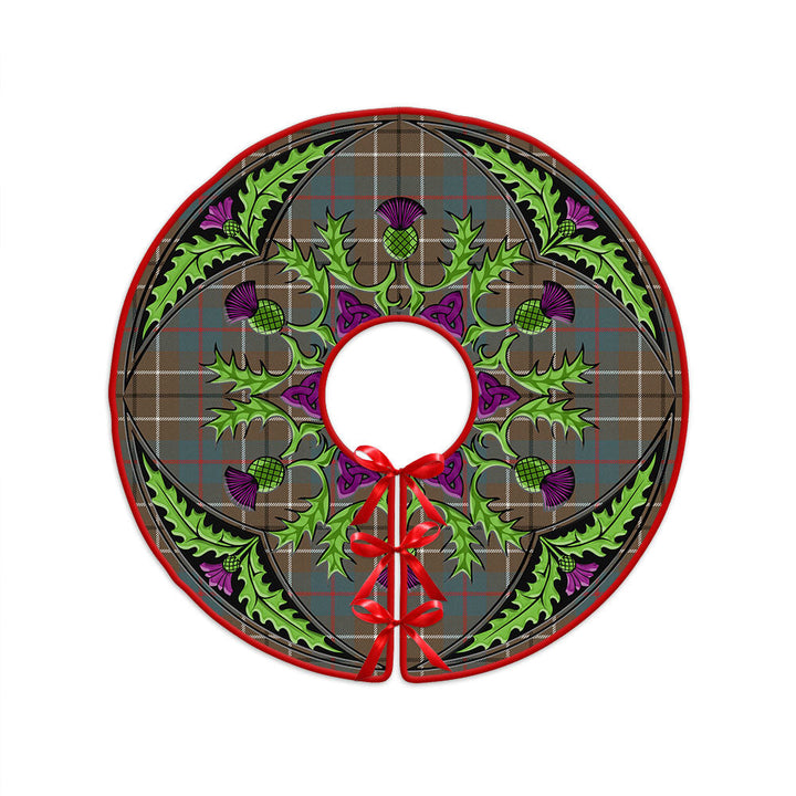 Duncan Weathered Clan Badge Tartan Christmas Tree Skirt Scottish Thistle Design