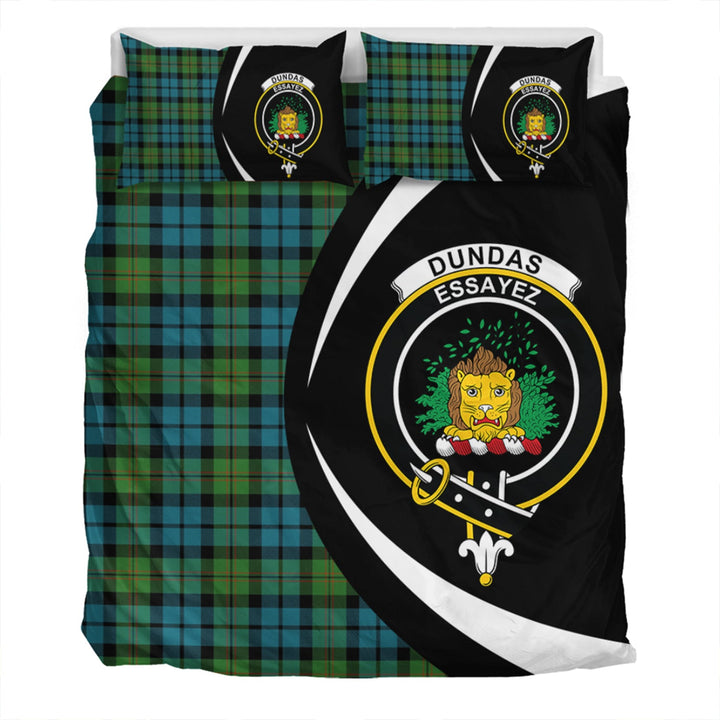 Dundas Ancient Clan Badge Tartan Bedding Set Circle Style