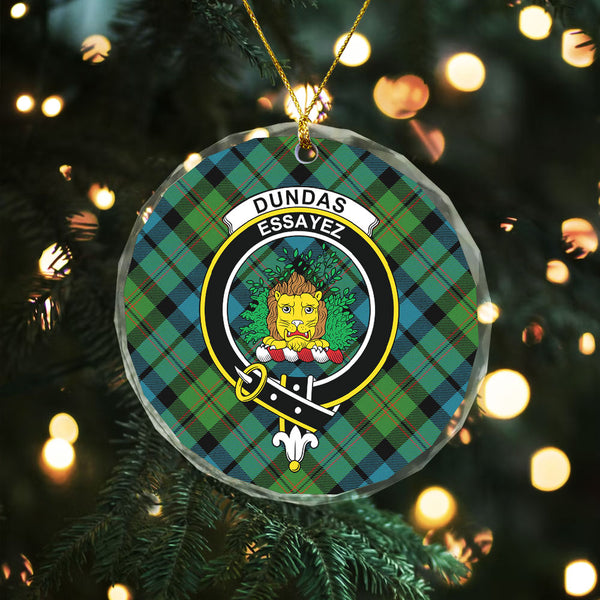 Dundas Ancient Clan Badge Tartan Glass Ornament