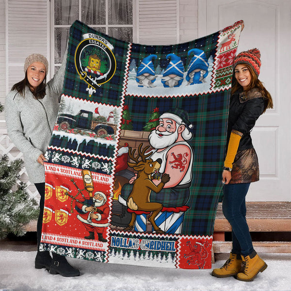 Dundas Modern Clan Badge Tartan Blanket Scotland Santa Tattoo Christmas Comic Patchwork Style