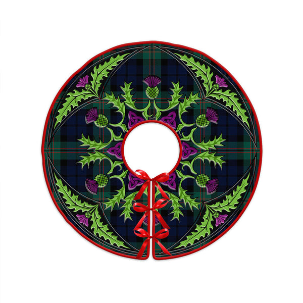 Dundas Modern Clan Badge Tartan Christmas Tree Skirt Scottish Thistle Design