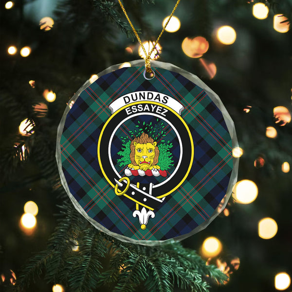 Dundas Modern Clan Badge Tartan Glass Ornament